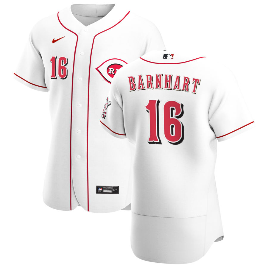 Cincinnati Reds #16 Tucker Barnhart Men Nike White Home 2020 Authentic Player MLB Jersey